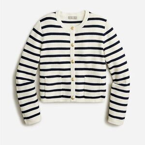 J.Crew | Emilie sweater lady jacket in stripe | L | Ivory & Navy